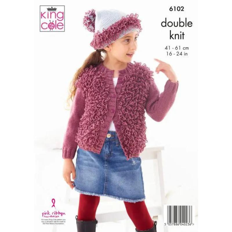 King Cole Cardigans, Hat, & Blanket Knitted in Big Value Baby DK 6102